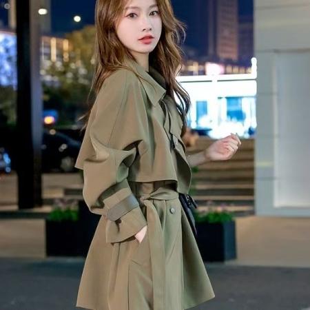 FA56341#英伦风春秋季时尚风衣女短款春装新款高端今年流行大衣外套 服裝批發女裝批發服飾貨源