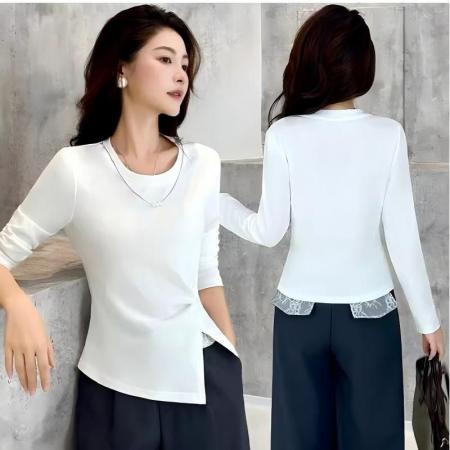 FA56350#酷丝爽棉白长袖...