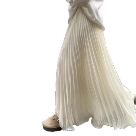 FA56357#新款韩版松紧腰百褶裙宽松百搭显瘦长款A字裙半身裙女 服裝批發女裝批發服飾貨源