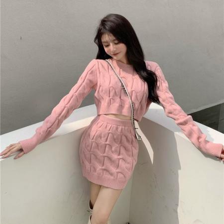 FA56366#两件套气质显瘦赫本风法式复古针织毛衣打底配大衣连衣裙 服裝批發女裝批發服飾貨源