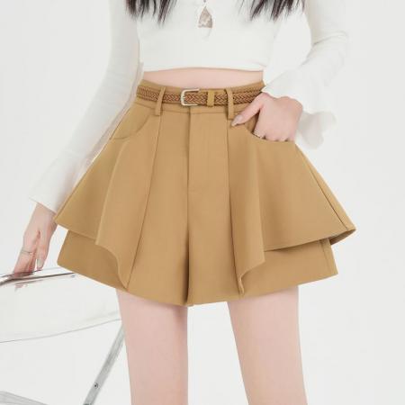 FA56398# 阔腿裤短裤女外穿A字荷叶边时尚春夏季新款高腰裤子 服裝批發女裝批發服飾貨源