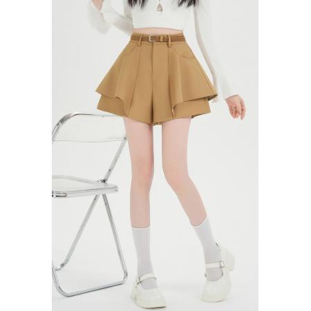 FA56398# 阔腿裤短裤女外穿A字荷叶边时尚春夏季新款高腰裤子 服裝批發女裝批發服飾貨源