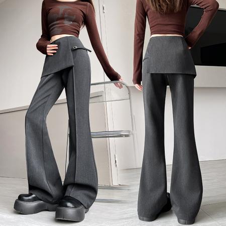 FA56401# 春夏季高腰喇叭裤春休闲韩版屁帘显瘦垂感高腰长裤子女 服裝批發女裝批發服飾貨源