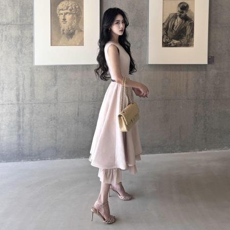 FA56404# 小香风粉色外套连衣裙套装女巨好看富家千金风高级感法式长裙 服裝批發女裝批發服飾貨源