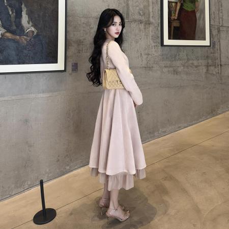 FA56404# 小香风粉色外套连衣裙套装女巨好看富家千金风高级感法式长裙 服裝批發女裝批發服飾貨源