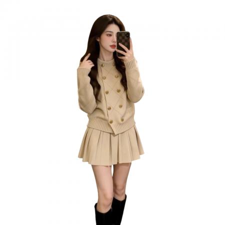 FA56406# 小个子香风针织毛衣连衣裙子套装女新款秋冬巨好看穿搭上衣 服裝批發女裝批發服飾貨源