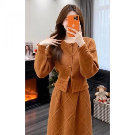 FA56407# 韩系高级感针织毛衣连衣裙子女秋冬季超火穿搭一整套装高级感 服裝批發女裝批發服飾貨源