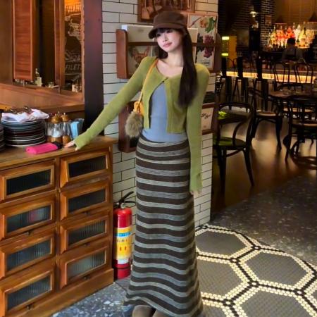 FA56412# 早春新款韩系一整套ootd穿搭连衣裙子女秋冬内搭针织套装长裙 服裝批發女裝批發服飾貨源