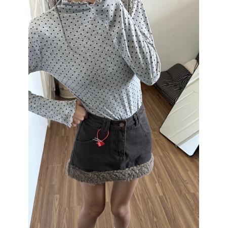 FA56418# 辣妹拼接毛边高腰牛仔半身裙女款春季新款修身显瘦A字短裙子 服裝批發女裝批發服飾貨源