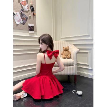 FA56427# 呛口小辣椒法式氛围感无袖甜辣风吊带红色蓬蓬显瘦连衣裙 服裝批發女裝批發服飾貨源