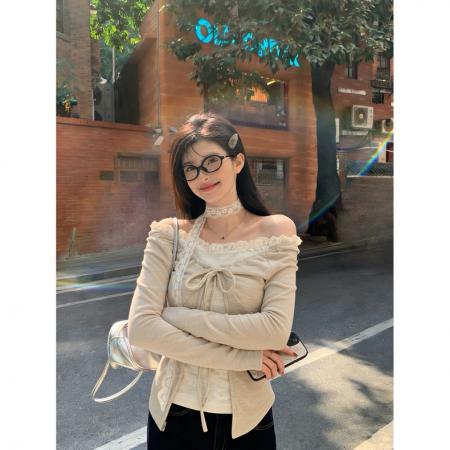 FA56429# 蕾丝花边假两件上衣女 服裝批發女裝批發服飾貨源