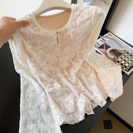 FA56432# 法式提花刺绣衬衫女春季高级感洋气减龄气质上衣 服裝批發女裝批發服飾貨源