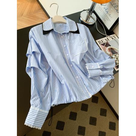 FA56433# 韩版蕾丝边刺绣蝴蝶结衬衫女早春巨洋气减龄的上衣 服裝批發女裝批發服飾貨源