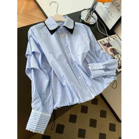 FA56433# 韩版蕾丝边刺绣蝴蝶结衬衫女早春巨洋气减龄的上衣 服裝批發女裝批發服飾貨源