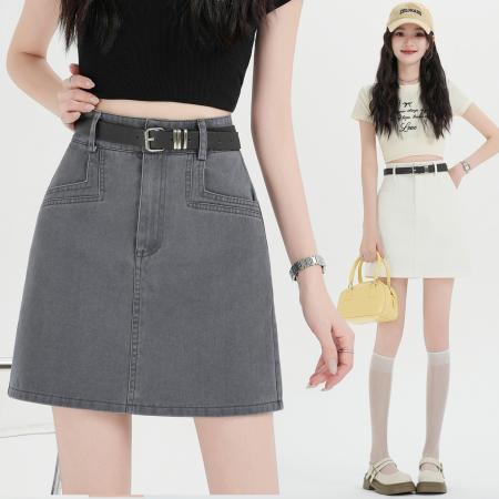 FA56437# 韩版高级感休闲水洗工装牛仔裙包臀半身裙女春夏百搭a字短裙 服裝批發女裝批發服飾貨源