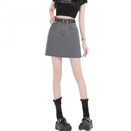 FA56437# 韩版高级感休闲水洗工装牛仔裙包臀半身裙女春夏百搭a字短裙 服裝批發女裝批發服飾貨源