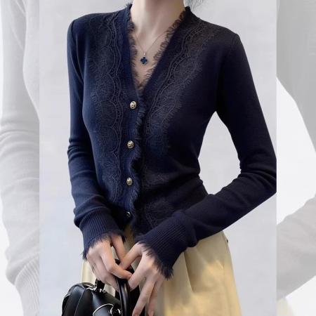 FA56456# 法式温柔气质高级感灰色上衣女冬毛边设计感内搭打底衫可外穿 服裝批發女裝批發服飾貨源