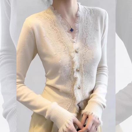 FA56456# 法式温柔气质高级感灰色上衣女冬毛边设计感内搭打底衫可外穿 服裝批發女裝批發服飾貨源