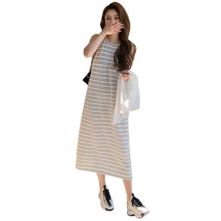 FA56458# 春装新款大码女装显瘦背心针织连衣裙+防晒长袖衬衣两件套 服裝批發女裝批發服飾貨源