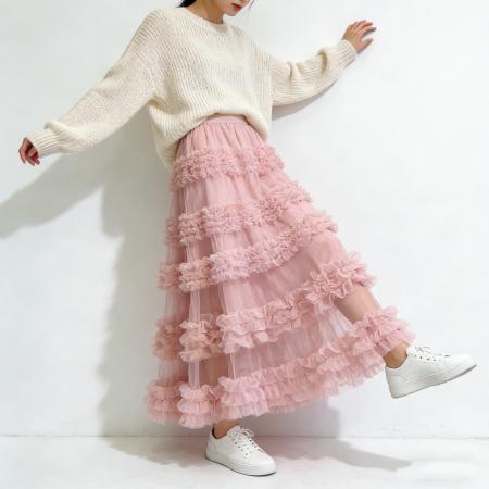 FA56473# 网纱半身裙女春季新款甜美拼接仙女裙大摆蓬蓬蛋糕裙子 服裝批發女裝批發服飾貨源