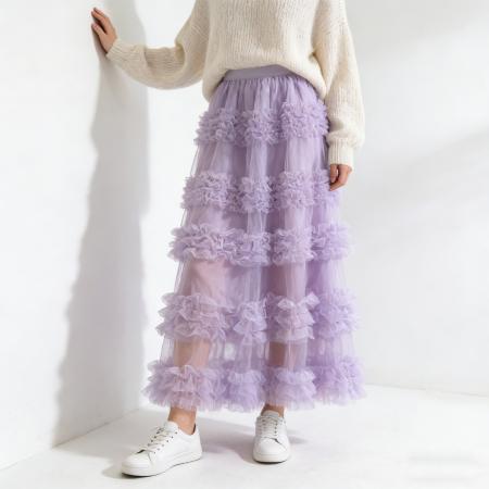 FA56473# 网纱半身裙女春季新款甜美拼接仙女裙大摆蓬蓬蛋糕裙子 服裝批發女裝批發服飾貨源