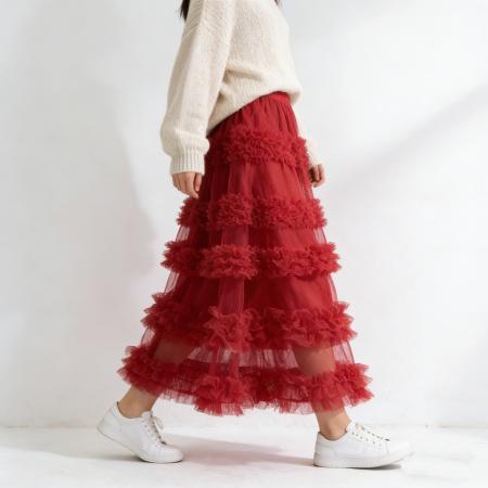 FA56473# 网纱半身裙女春季新款甜美拼接仙女裙大摆蓬蓬蛋糕裙子 服裝批發女裝批發服飾貨源