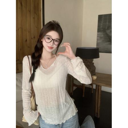 FA56474# 春装新款胖mm大码女时尚百搭纯色轻薄防晒长袖T恤 服裝批發女裝批發服飾貨源