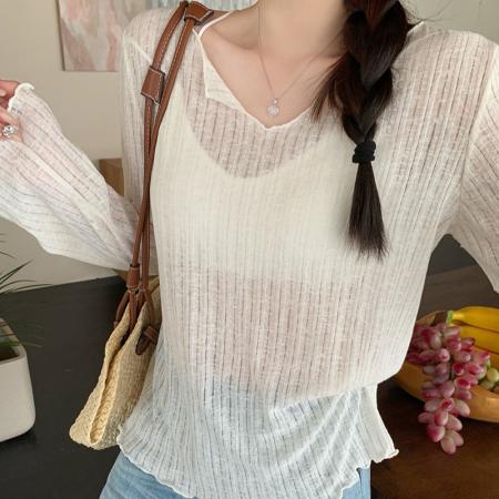 FA56474# 春装新款胖mm大码女时尚百搭纯色轻薄防晒长袖T恤 服裝批發女裝批發服飾貨源