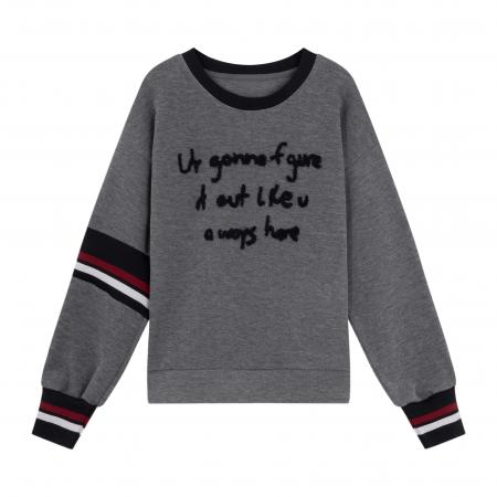 FA56501# 高级感灰色女士卫衣外套秋季新款大码胖mm宽松显瘦上衣爆款 服裝批發女裝批發服飾貨源