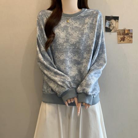 FA56531# 早春高级感气质雪花圆领卫衣时尚洋气宽松百搭套头上衣 服裝批發女裝批發服飾貨源