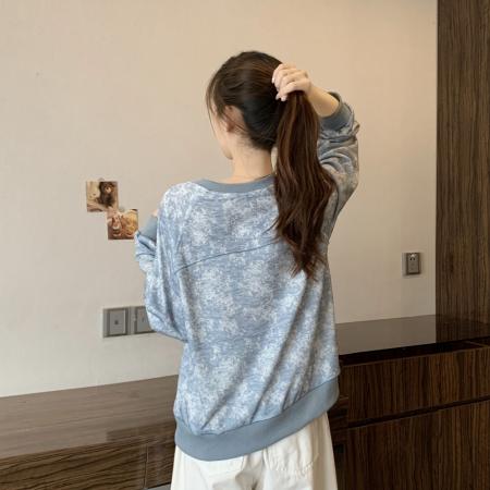 FA56531# 早春高级感气质雪花圆领卫衣时尚洋气宽松百搭套头上衣 服裝批發女裝批發服飾貨源