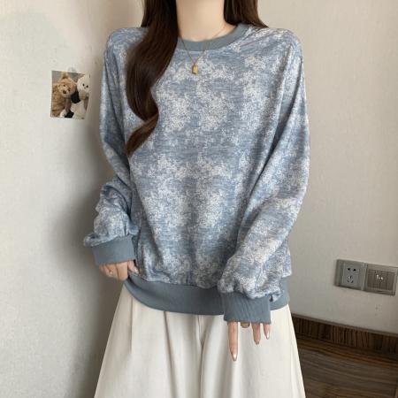 FA56531# 早春高级感气质雪花圆领卫衣时尚洋气宽松百搭套头上衣 服裝批發女裝批發服飾貨源