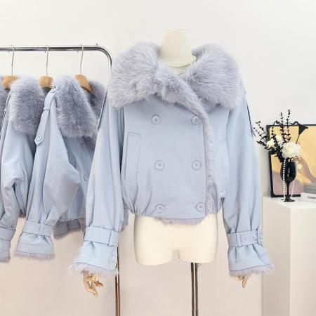 FA56536# 暖芯绒感定染重工短外套 服裝批發女裝批發服飾貨源