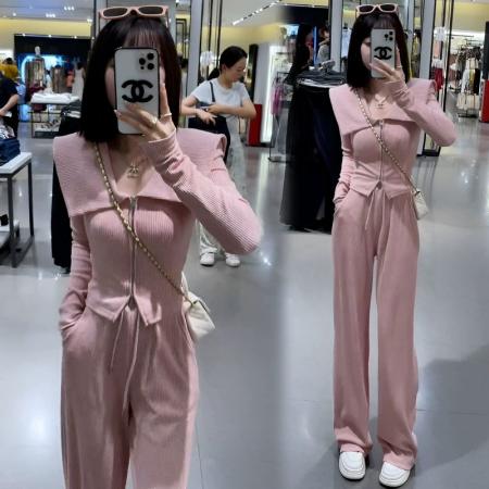 FA56547# 时尚套装女韩版气质显瘦外套休闲长裤春秋运动两件套 服裝批發女裝批發服飾貨源