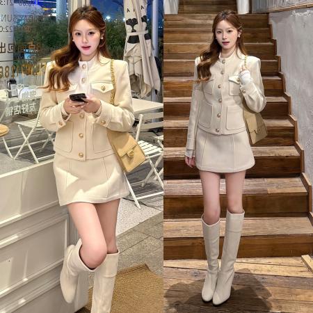 FA56549# 富家千金小香风巨好看穿搭一整套装新款气质连衣裙子女冬季 服裝批發女裝批發服飾貨源