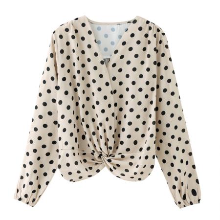 FA56556# 洋气秋季女装V领休闲宽松雪纺衫上衣套头衬衫女打底衫衬衣 服裝批發女裝批發服飾貨源