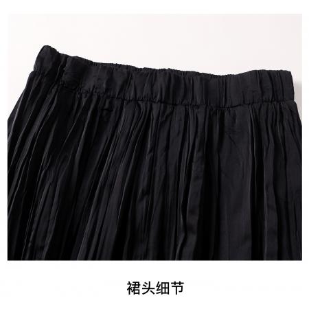 FA56562# 春季新款蕾丝拼接百褶半身裙女A字显瘦压褶大摆裙 服裝批發女裝批發服飾貨源