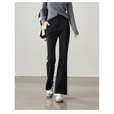 FA56563# 轻户外休闲感弹力松紧腰微喇叭裤女春新款休闲长裤女裤 服裝批發女裝批發服飾貨源