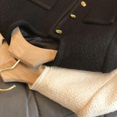 FA56565# 法式百搭长袖高级小香风外套小个子短款修身温柔风单排扣黑色外套 服裝批發女裝批發服飾貨源