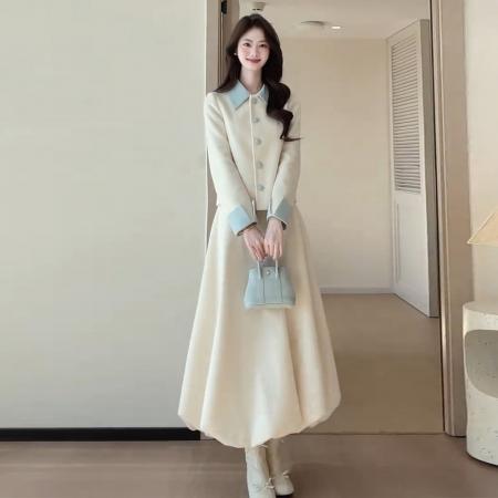 FA56576# 富家千金感穿搭气质连衣裙子女秋冬季新款法式小香风套装长裙 服裝批發女裝批發服飾貨源