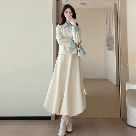 FA56576# 富家千金感穿搭气质连衣裙子女秋冬季新款法式小香风套装长裙 服裝批發女裝批發服飾貨源