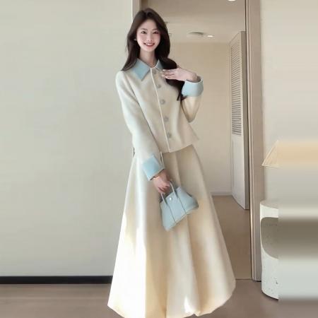 FA56576# 富家千金感穿搭气质连衣裙子女秋冬季新款法式小香风套装长裙 服裝批發女裝批發服飾貨源