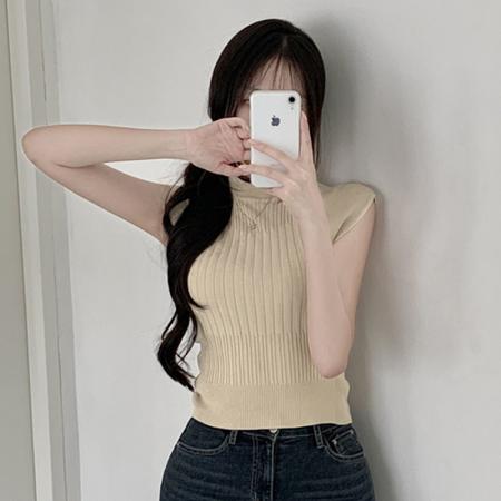 FA56602# 韩国东大门时尚简约韩系纯色修身性感半高领百搭短袖针织衫上衣女 服裝批發女裝批發服飾貨源