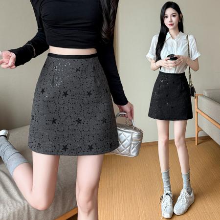 FA56609# 闪闪亮片半身短裙女春夏款高腰a字包臀裙 服裝批發女裝批發服飾貨源