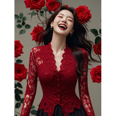 FA56626# 别致红色蕾丝上衣小衫修身内搭高级感洋气时髦法式长袖气质打底衫 服裝批發女裝批發服飾貨源