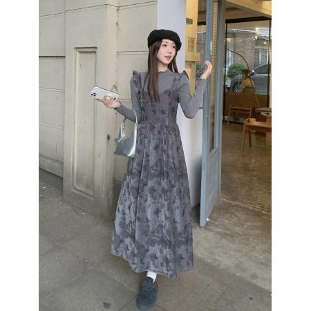 FA56631# 韩版春季新款连衣裙设计感蝴蝶花飞飞袖背心裙百搭打底衫 服裝批發女裝批發服飾貨源