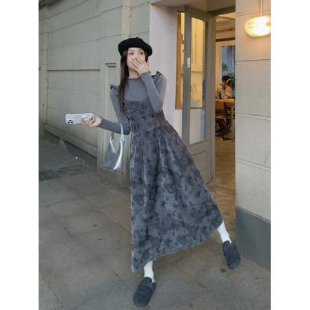 FA56631# 韩版春季新款连衣裙设计感蝴蝶花飞飞袖背心裙百搭打底衫 服裝批發女裝批發服飾貨源