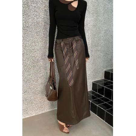 FA56644# 冬季高腰直筒半身PU皮裙中长款气质开叉百搭显瘦包臀长裙  服裝批發女裝批發服飾貨源