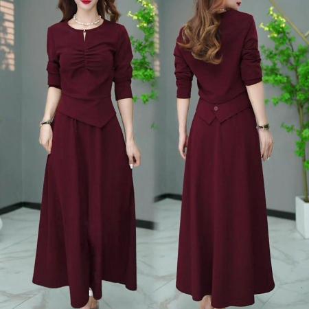 FA56661# 时尚洋气上衣半身裙两件套秋季新款显瘦遮肉法式套装裙  服裝批發女裝批發服飾貨源