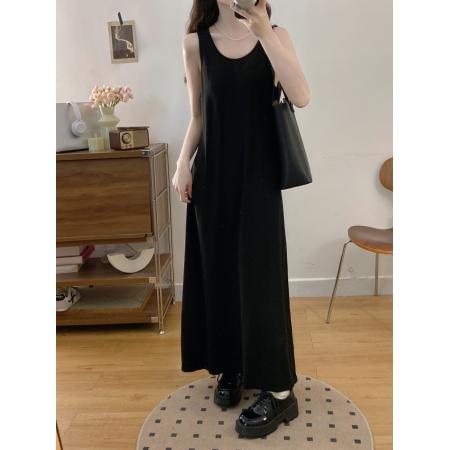 FA56671# 大码女装胖mm2026春季竖条长袖镂空罩衫背心长裙宽松两件套装  服裝批發女裝批發服飾貨源